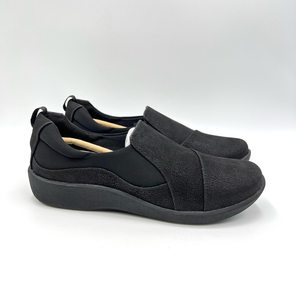 Clarks Womens Size 7 Sillian Paz Black Slip On Comfort Loafers Flats Shoes
